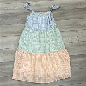 Blue and Green Sleeveless Spaghetti Strap Sundress